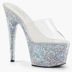 Silver Glitter Pleaser Heels